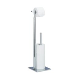 Relaxdays Standing Toilet Paper Holder, Standing Steel Roll Holder for 4 Spare Rolls TP, Chromed, 71 x 20 x 20 cm, Silver