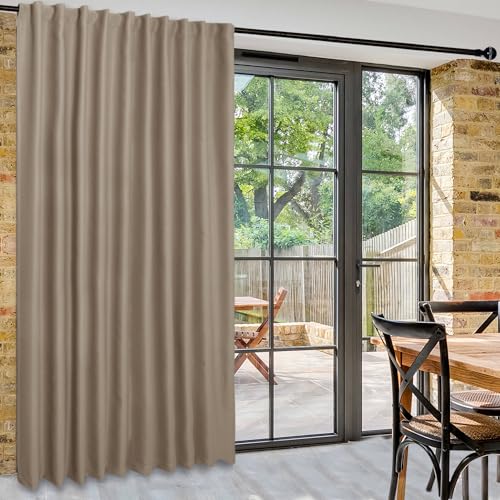 DWCN Privacy Room Divider Blackout Curtain - Patio Sliding Door Curtains, Extra Wide Thermal Curtains with Back Tab & Rod Pocket for Living Room and Bedroom Partition, 80 x 84 Inches, Camel