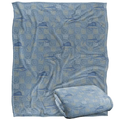 Jq Licensing - Jl-Jp-Jq Billfish Fishing Compass Pattern Silky Touch Super Soft Throw Blanket 152 X 127 Cm