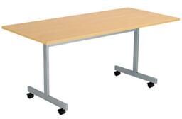 Office Hippo Office Table, Sturdy & Stylish Tilting Table Desk, Work Table For Home Office, Versatile Computer Table For Meeting Room or Boardroom, 5 Year Guarantee - Oak/Silver