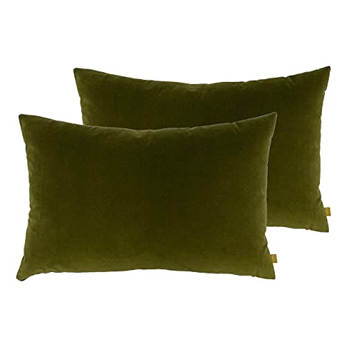furn. Contra Twin Pack Feather Filled Cushions, Olive, 40 x 60cm