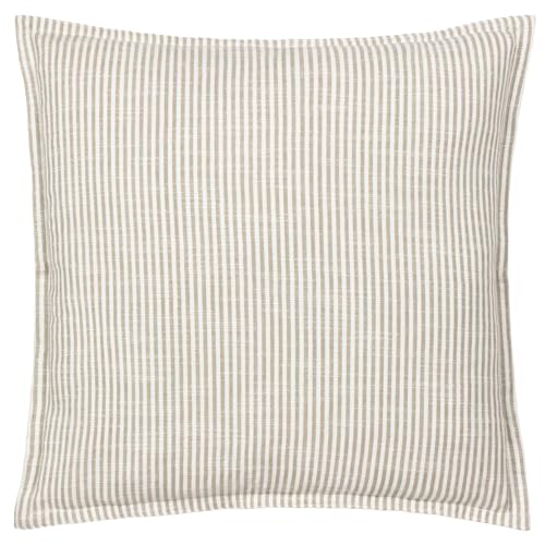 Yard furn Truro Striped Polyester Filled Cushion – Classic Stripe 100% Cotton Slub Texture Oxford Edge Decorative Pillow (Natural – 45x45cm)