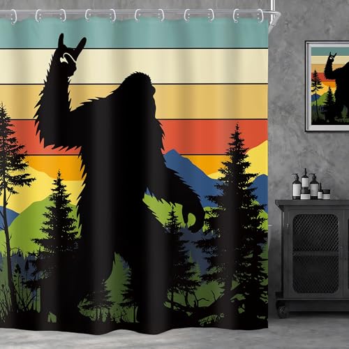 "Extra Rustic Monkey Hilarious Nature Wild Bathroom Shower Curtain Set - 72""W x 84""L shower curtain??? Animal Tree: HD waterproof print, quick-dry cloth, free hooks for easy installation."