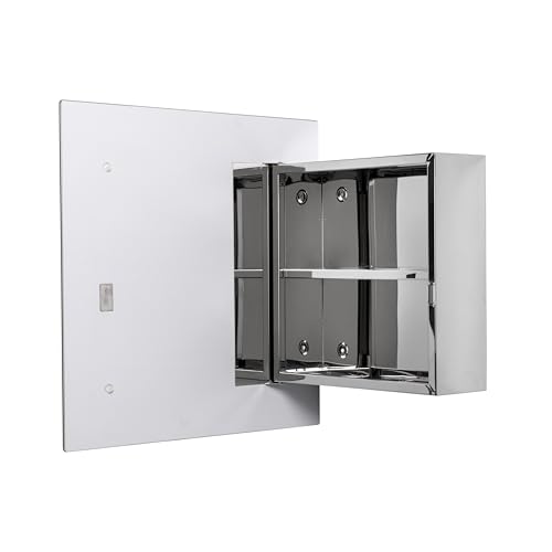 Croydex Dart Square Bathroom Cabinets with Mirror, Concealed Cabinet Storage, Supplied Fully Assembled, Easy to Install, Bathroom Mirror Cabinets, All Fixtures Included, 45x45cm