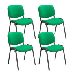 Office Hippo Heavy Duty Stackable Reception Chair, Black Frame, Fabric, Green, Pack of 4