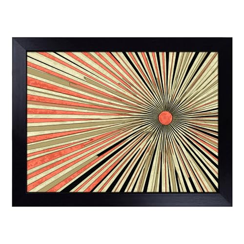 Lap Tray with Bean Bag Cushion, Sunburst - Handmade in the UK, Raised Wooden Edge, Padded Cushion, Heat-Resistant Wipe-Clean Surface, for Meals, Laptops and Crafts