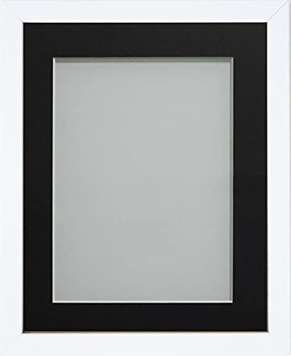 Frame Company Jellybean Range White Wooden A2 Picture Photo Frame with Black Mount for Image A3 * Choice of Colours & Sizes* Fitted with Perspex