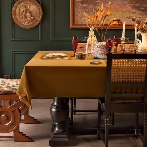 ZIWUROAD Rectangle Velvet Tablecloth, Waterproof Spillproof Washable Table Cloth, Decorative Farmhouse Table Cover for Dining Kitchen Fall Thanksgiving Halloween Party - 108''x60'', Caramel