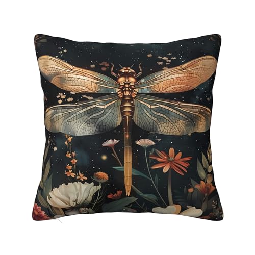 Ideeze William Morris Dragonfly Throw Pillow Covers Soft Decorative Blue and Green Throw Pillowcases Cushion Case Square for Home Decor Bed Couch Car Living Room 18x18 Inch