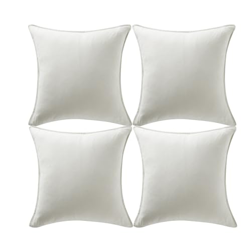 "Fancy Homi 4 Packs Premium Faux Suede Decorative Throw Pillow Covers, Super Soft Square Pillow Case,Solid Cushion Cover for Couch/Sofa/Bedroom (18"" x 18"", Set of 2, Ivory)"