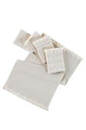 Foutastic Wash Towel Set (5-Piece) 100% Cotton 38 x 65 cm - 270 g/m² Machine Washable at 40 °C, Can Be Ironed - Elegant Beige with Geometric Pattern