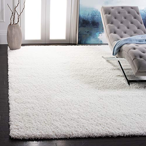 SAFAVIEH Shag Rug for Living Room, Dining Room, Bedroom - California Shag Collection, High Pile, in White, 244 X 305 cm