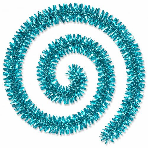 2 Pcs Chunky Christmas Tinsel Garland 2m Aqua Blue Xmas Decoration