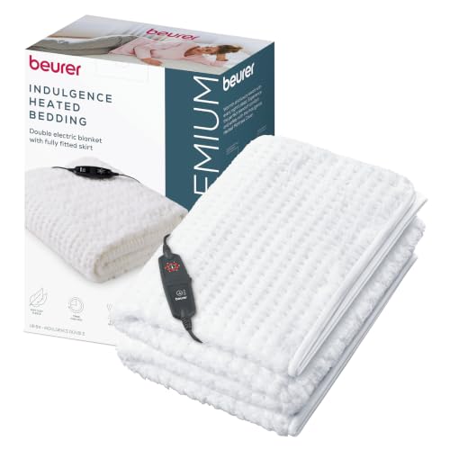 Beurer Indulgence Heated Bedding, Double size (190 x 137), Machine washable - Fitted Sheet Design, Teddy Fleece Surface, 6 Heat Settings, LED Controller, Fast Heat-Up, Machine Washable at 30??C