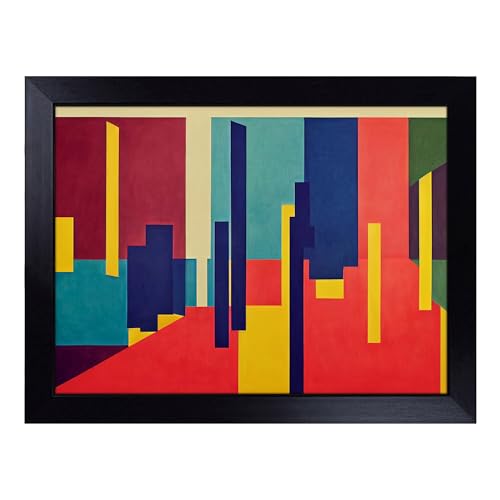 Lap Tray with Bean Bag Cushion, Enviable Modern Abstract Art - Handmade in the UK, Raised Wooden Edge, Padded Cushion, Heat-Resistant Wipe-Clean Surface, for Meals, Laptops and Crafts