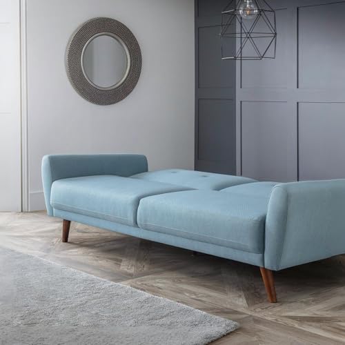 Julian Bowen Monza Sofa Bed, 3 Seater, Upholstered Blue - D81 x W223cm