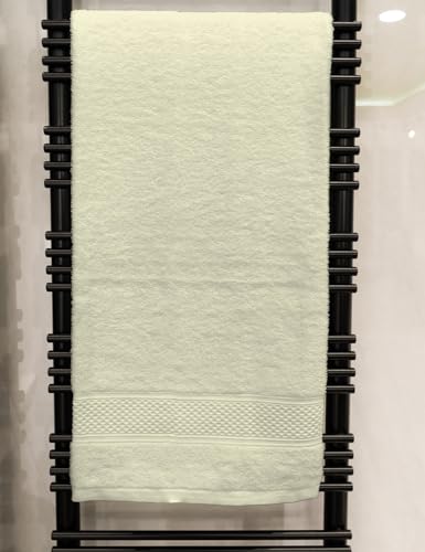 Jenny Sesal Bath Towel Large Plain Bath Towel 90 x 140 cm 100% Cotton with Sponge from Portugal (Ecru)