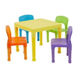 Liberty House Toys Children's Multi-Coloured Table & 4 Chairs Set, H x 51cm W x 43.5 cm D