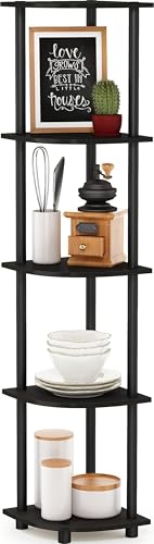 Furinno TURN-N-TUBE 5-Tier Corner Shelf, Bookcase, Espresso