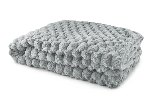Emma Barclay Lush Luxurious Fluffy Faux Rabbit Fur Throw Blanket (Silver Grey, 50x60 (127x152cm))