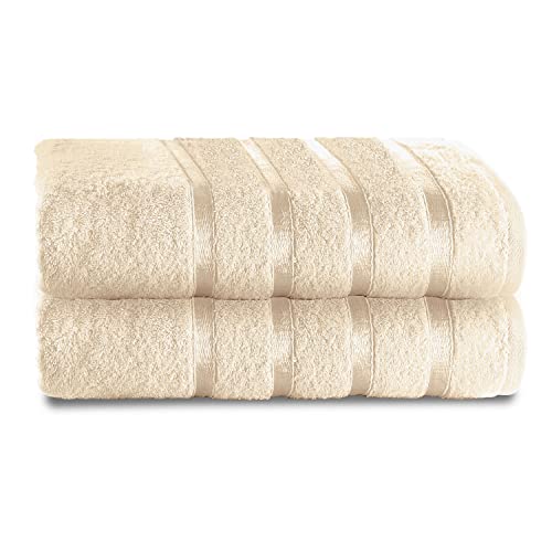 GC GAVENO CAVAILIA Fade Resistant Luxury Towels, Extra Absorbent 100% Ringspun Egyptian Cotton 500 GSM Bathroom Set, Cream, 2PK