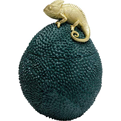 Kare Design Decorative Box Jackfruit Chameleon, green, 34x25x25 cm - Storage jar with lid, chameleon motif, pop art style, eye-catching home decor, for kitchen or living room