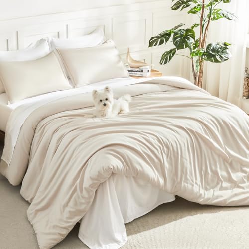Litanika Beige Twin XL Comforter Set, 2 Pieces Extra Long Dorm Bedding - Soft Fluffy College Dorm Down Alternative All Season Quilt Blanket
