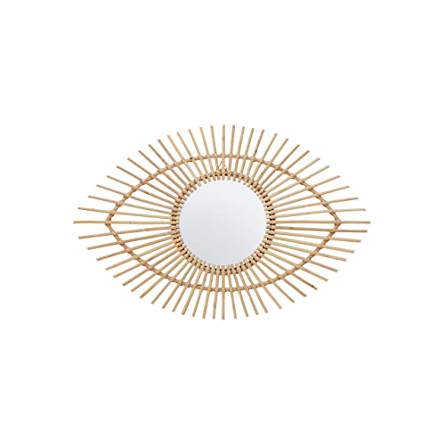 Premier Housewares Black Rattan Wall Mirror/Mirror Wall/Bathroom Mirrors Round/Hanging Mirror For Living Room/Boho Mirror Dimensions W80 X D3 X H80cm.