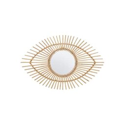 Premier Housewares Black Rattan Wall Mirror/Mirror Wall/Bathroom Mirrors Round/Hanging Mirror For Living Room/Boho Mirror Dimensions W80 X D3 X H80cm.
