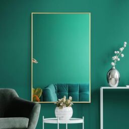 Modern gold Aluminum Metal Wall Mirror: 90 x 60cm – Sleek, Modern Design for Home, Bathroom or Office- Durable Frame, High-Definition Glass, Easy to Mount