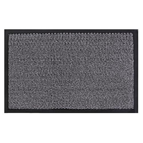 JVL Heavy Duty Commodore Vinyl Backed Barrier Doormat, 120x170cm, Grey Black Fleck
