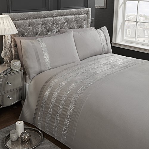 Rapport Carly Duvet Set, SuperKing-Grey, Polyester-Cotton, Super-King, CARLYX-SKNG-GREY