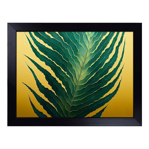 Lap Tray with Bean Bag Cushion, Beautiful Fern Leaf - Handmade in the UK, Raised Wooden Edge, Padded Cushion, Heat-Resistant Wipe-Clean Surface, for Meals, Laptops and Crafts
