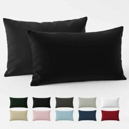 40 x 60 cm Reinforced Cotton Pillow Case - Black - Tight Weave of 57 Thread Count - Pillow Case 40 x 60 cm - Oeko Tex Certified