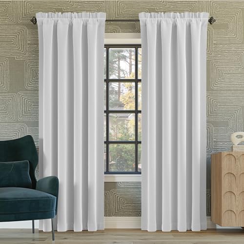 "Sun Zero Oslo Theater Grade Extreme 100% Blackout Rod Pocket Curtain Panel, 52"" x 84"", White"