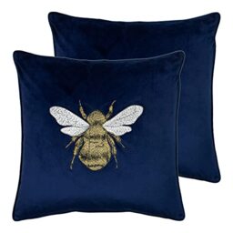 Paoletti Hortus Twin Pack Polyester Filled Cushions, Navy, 50 x 50 cm