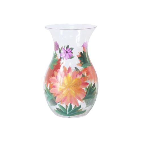 L & P Home & Gifts Hand Painted Glass Lynsey Johnstone Dahlias Vase For Home & Kitchen - Lovely Home Décor Daily Use Accessory for Milk, Cream, and Water - Reusable & Practical Gift