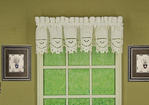 Today's Curtain Imperial Classic Drawn Cutwork Valance, 14-Inch, Beige