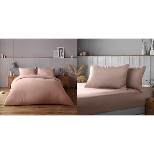 Silentnight Supersoft Collection Pink Duvet Cover Set. Supersoft Snuggly Easy Care Duvet Cover & Supersoft Pink Blush Pillowcase Pair Easy Care Soft Snuggly Plain Pillow Cases