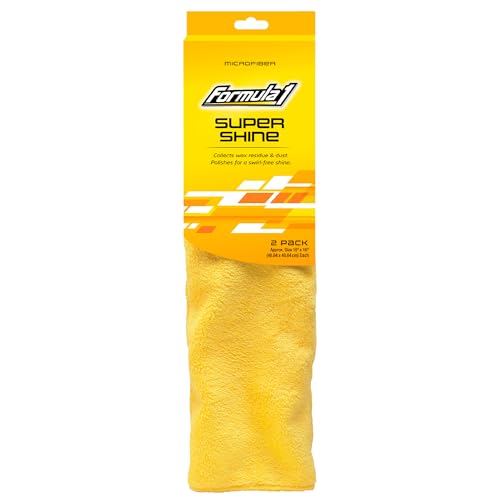 "Formula 1 Super Shine Microfiber Towels - For Heavy Polishing or Light Dusting - 16"" x 16"" - Set of Two"