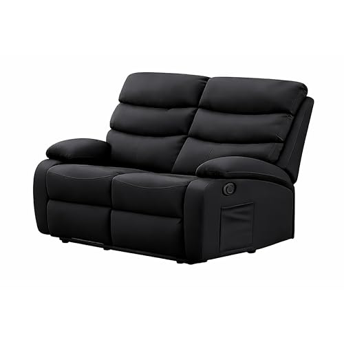 Kidsaw 2 Seater Sofa Manual Recliner Black or Grey (Black)