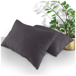 GC GAVENO CAVAILIA Plain Housewife Pillow Cases, Envelop Closure Pillowcases 2 Pack, Poly Cotton Standard Pillow Covers, Charcoal, 74X48 Cm 708605 2 X Pillow Case