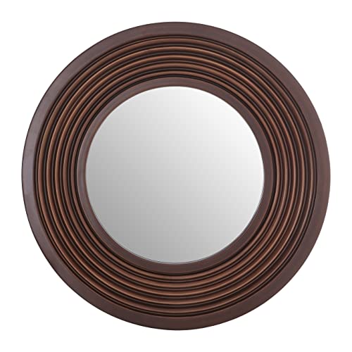 Premier Housewares Oval Wall Mirror/Brown Mirrors For Bathroom/Bedroom/Garden Walls Fancy Wall Mounted Mirrors For Hallway With Gold And Brown Finish 102 x 6 x 102
