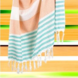 Ruggeri Fouta Beach Towel 100% Cotton, 170x170 cm, Orange