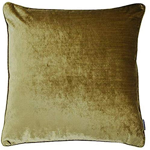 "Riva Paoletti Luxe Velvet Feather Filled Cushion - Gold - Soft Velvet Feel Fabric - Reversible - Hidden Zip Closure - Machine Washable - 100% Polyester Case - 55 x 55cm (22"" x 22"" inches)"