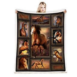 "Juirnost Cozy Horse Print Throw Blanket for Girls - Warm & Comfy, 50""x60"" Western Horse Blanket"