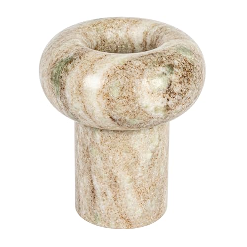 "Bloomingville Round Marble, Beige Tealight Holder, 4.0"" L x 4.0"" W x 4.8"" H"