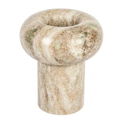 "Bloomingville Round Marble, Beige Tealight Holder, 4.0"" L x 4.0"" W x 4.8"" H"