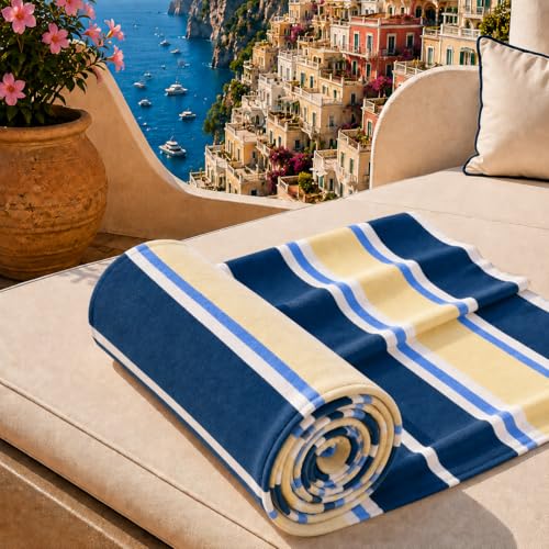 PETTI Artigiani Italiani - Microfibre Beach Towel, Beach or Pool Towel, Beach Towel, Large 90 x 180 cm, Millerighe 19