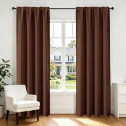 CUCRAF Brown Blackout Curtains 84 inch Length 2 Panels Set, Rod Pocket Room Darkening Drapes for Bedroom Living Room, Insulated Thermal Light Blocking Window Curtain (W52 x L84 Inch)